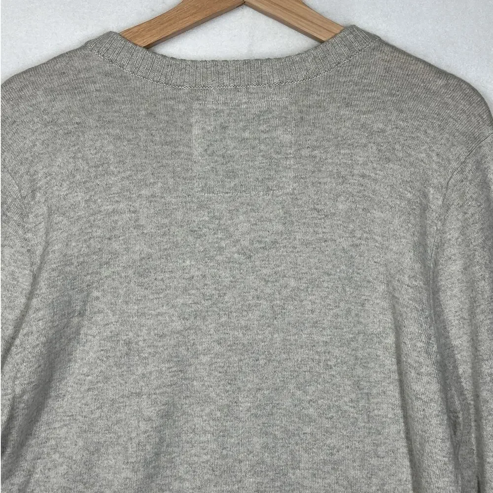 Abercrombie & Fitch Muscle Fit Sweater Gray V-Neck Cashmere Blend Logo XXL